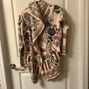 Johnny Was long flowing open hooded cardigan size M